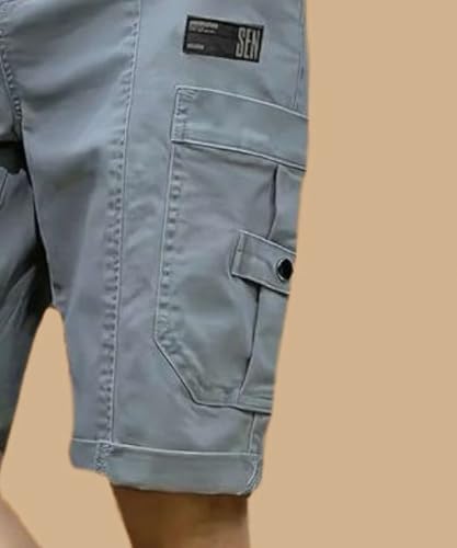 Image of Men's Cotton Twill Cargo Shorts, Regular Fit, Drawstring Waist, Mid Rise, Casual Style, 4 Pockets