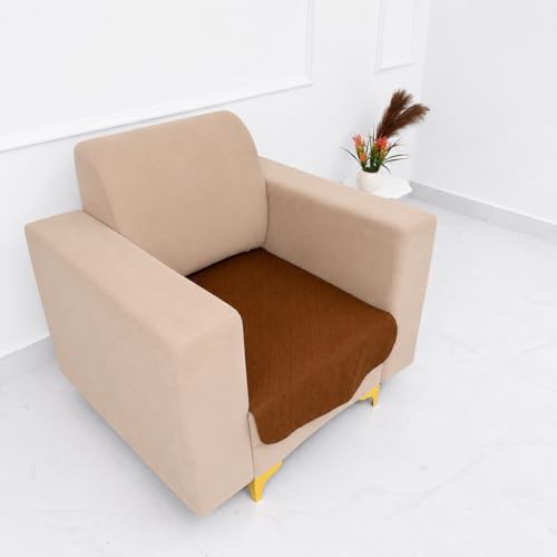Image of Homerz Premium 'Surya Series' Sofa Cover | Stylish Sofa Protector | Net Fabric | Anti-Stain & Washable Slip Cover Exact Size Antislip (New Jerry Brown, 1 Seater, Only Seat Cover)