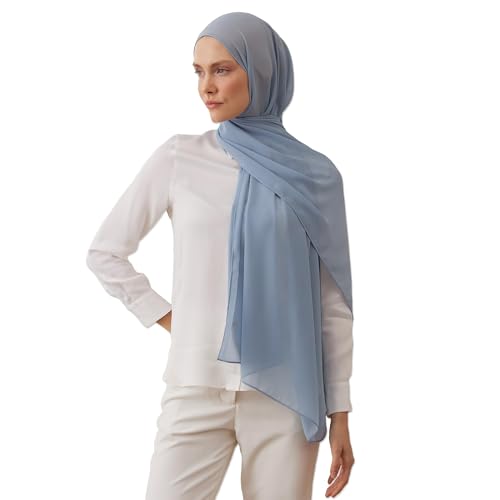 Modest Deluxe Chiffon Hijab | Premium Lightweight, Flowy, Textured and Non-Slip Chiffon Wrap Head Scarf for Women
