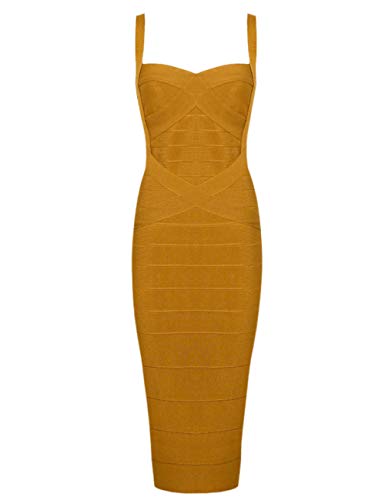 Whoinshop Women's Rayon Strap Celebrity Midi Evening Party Bandage Dress