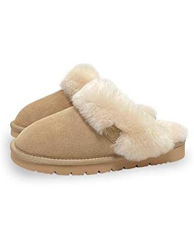 Rohn Lammfell Hausschuhe Talea, Pantoffel für Damen aus echtem Fell in Premiumqualität beige (38 EU, numeric_38) Cover