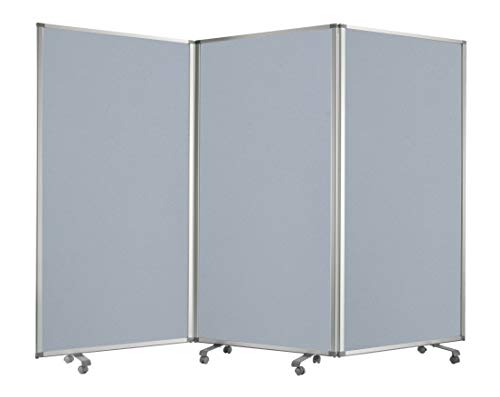Benjara Accordion Style Fabric Upholstered 3 Panel Room Divider, Gray Benjara Accordion Style Fabric Upholstered 3 Panel Room Divider, Gray
