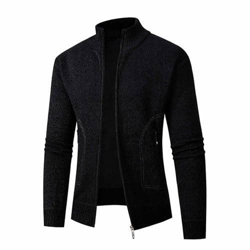 Men's Casual Cardigan Sweaters Full Zip Sweaters Knitted Cardigan with Pockets Mens Wool Coats Mid Length