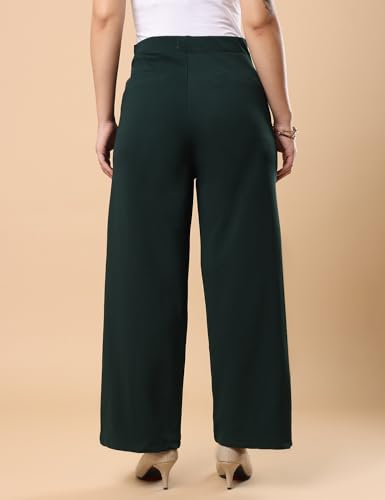 Image of FYLTR Women's Classic Wide Leg Trousers with Side Button-up Design | Mid-Rise | Trouser Pants for Women