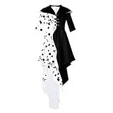 Cruella Disfraz para Mujer, Vestido de Cruella Deville Abrigo con Capucha en Estilo de Vestir, Vestido Cárdigan de Evil Madame para Carnival Halloween Fiesta Temática Carnaval Cosplay Mardi Gras (M)