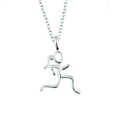 Gone For a Run Sterling Silver Stick Runner Necklace | .925 Sterling Silver Necklaces | Running Jewelry