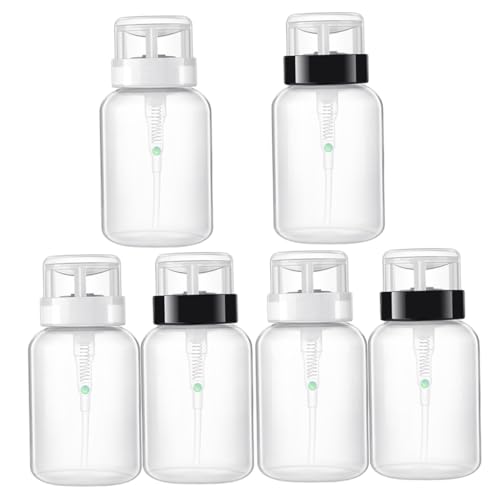MUCKLILY 6個 詰替え可能ネイルリムーバーディスペンサーボトル 軽量ロック式携帯用化粧品容器 白黒各 旅行アウトドア対応