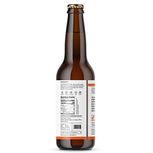 Image of Zoh Probiotics Ginger Lemon Water Kefir | Tea with Living Probiotics, detoxifying acids, and digestive enzymes. Raw, unfiltered, and unpasteurized with Mother. Made with Organic Ginger Lemon, Amla & Tulsi (330 ml, Pack of 6)