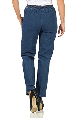 Sockenhimmel Jeans Hosen Damen leichte Stretchhose elastische Jeanshose Denim Kurzgrößen Seniorenhose Kurhose mit Gummibund und Taschen (22, Blau, Numeric_42)