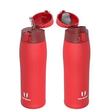 Super Sparrow Borraccia Termica, Acciaio Inox Bottiglia Termica - 750ml - Senza BPA Termos, Borracce Termiche Bambini - Include 2 Coperchi con Cannuccia e Coperchio Sportivo