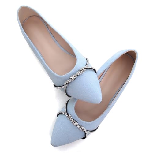 Image of TN TANGNEST Womens Casual Flats Chain Ballet Flats | Fashion Pointed Toe Rhinestone Flats, Comfort Slip On Dress Shoes for Business Work Office Wedding Party