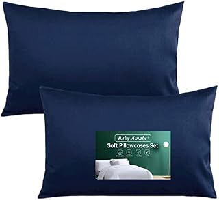 Pillow Cases 2 Pack Navy Blue 100% Poly Cotton Housewife Pillowcases Set, Soft Brushed Microfiber Pillowcase Cover with Envelope Closure Luxury Plain Pillowcases Standard Size 50 x 75 cm