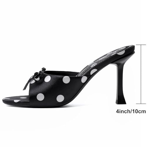 Image of Mostrin Kitten Heels for Women Round Toe Heels With Bow Vintage Mules Sexy Slip on Stiletto Backless Sandals for Party Daily