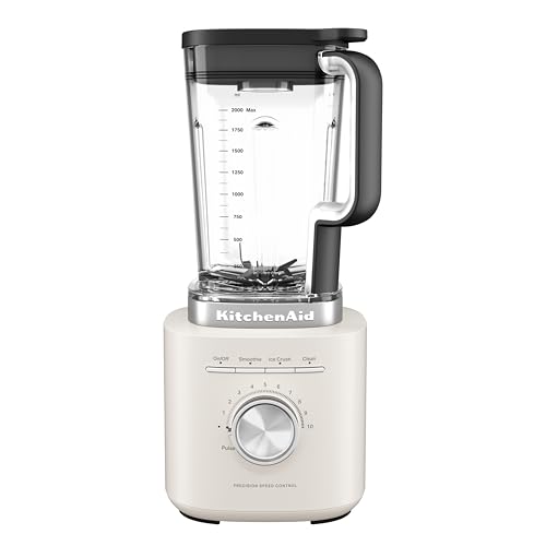 KitchenAid 5KSB2073EPL Pure Power Batidora de Vaso, Motor Potente con Jarra de 2L sin BPA, 10 Velocidades, Programas para Hielo y Smoothies, Cuchilla Asimétrica Inox, Porcelain White
