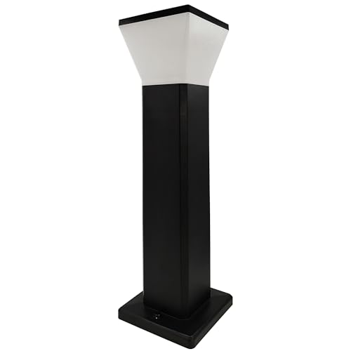 Baliza de Jardín Exterior LED 57cm Cuadrada, 9W, 900Lm, Bolardo para caminos, Inoxidable, IP65 Impermeable, Negro, 5CCT Luz Seleccionable (Cuadrado, 1)