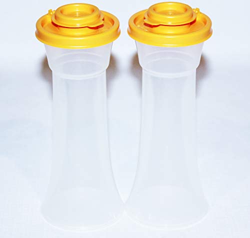 Tupperware Large Hourglass Salt and Pepper Shakers 6 Inches Tall Light Orange