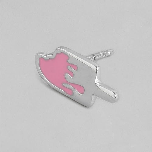 Women's 925 Sterling Silver Ice Cream Pink Rhodium Plated Stud Earrings