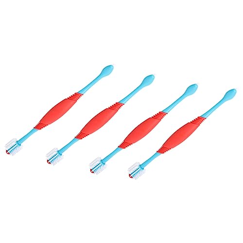 BESPORTBLE 4pcs Dog Toothbrush Bulk Double-Head Pet Oral Care Tools Soft Bristles Puppy Toothbrush Plaque Remover for Dog