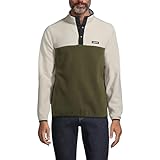 Lands' End Mens Snap Neck Fleece Pullover Forest Moss/light Stone Regular X-Large