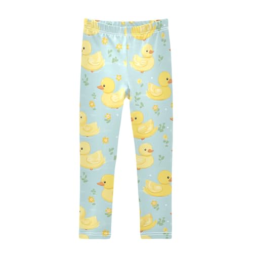 Cute Duck Girls' Leggings Toddler Doodles Flowers Kids Yoga Pants Dance Active Tights 4T