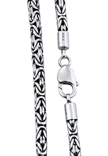 kuzzoi Necklace Men 925 Sterling Silver, Original Byzantine Cuban Chain, width 0.2 inches, length 19.69 inches - 23.62 inches, with Jewelry box - 3450533