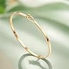 Dainty Gold Bar Bracelet for Women Simple Delicate Thin Cuff Bangle Hook Bracelet 18K Gold Plated Handmade Minimalist Jewelry #5