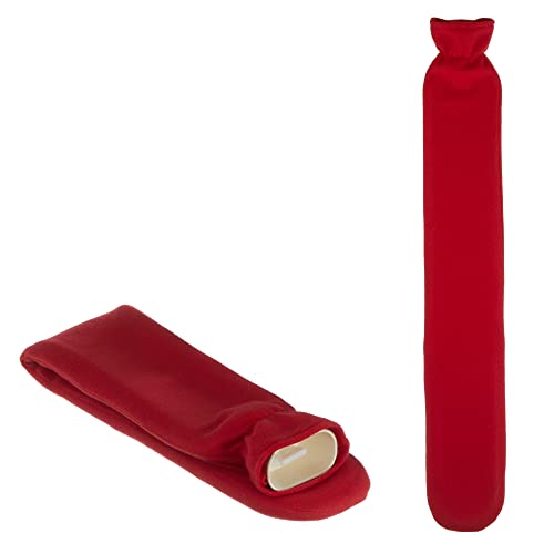 hibuy Bolsa de agua caliente XL (extra larga, 76 cm, con funda blanda), color rojo Cover