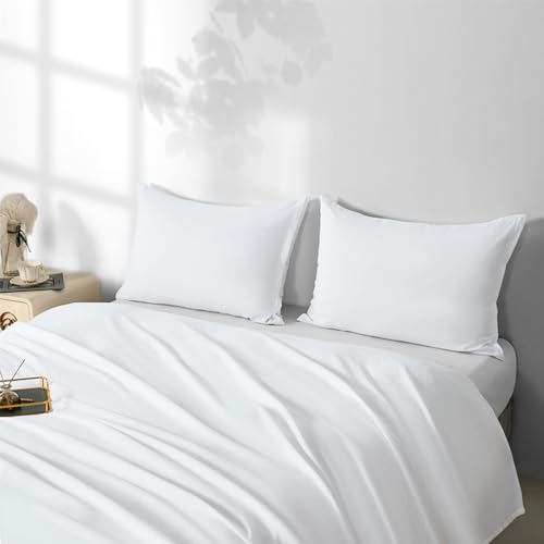Image of 2 Pack Microfiber Queen Zipper Pillowcases, Soft Comfortable Not Shrink White Pillow Case, Breathable Pillow Cases Set of 2 (20x30 Inches)