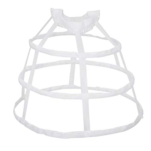 kivie Unterrock 50er Tutu Petticoat Kleid 50s Treiben Käfig Petticoat Unterrock Pannier Krinoline Band Rock Länge 45 cm (3 Reifen-Weiß)