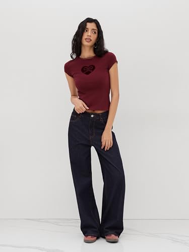 CIDER Graphic Tees Cute Tops Cotton Blend Bowknot Heart Lace Trim Crew Neck Short Sleeve T Shirt4