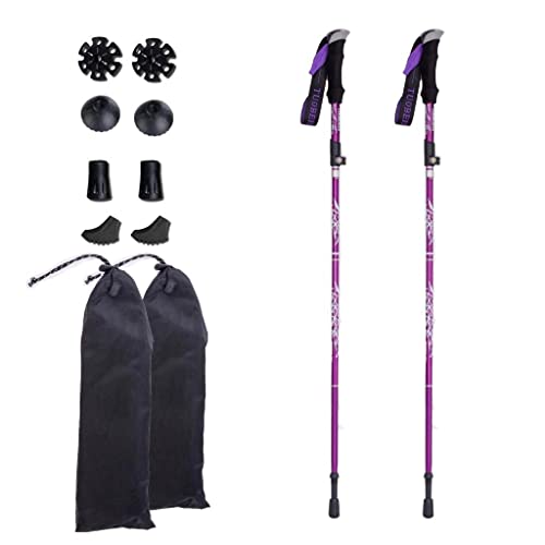 Moxilyn Bâtons de Randonnée Télescopiques Ultra-léger Bâtons de Marche Pliable Antichoc Antidérapant Bâtons Réglable de 36 à 130 cm et Fermeture pour Le Conditionnement du Trekking Cover
