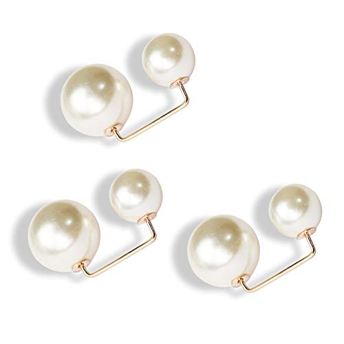 FLYUN 3PCS Dress Pin For Dresses Safety Pins Fashion Pearl Pin Brooch Cardigan Clip Shawl Pin Sweater Pins Women Broach (3Pcs White Right Angle)