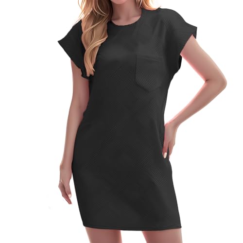 EYYECAN Mini robe d'été sans manches pour femme, col rond, coupe ...