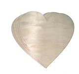 Corazones de madera, forma de corazón de madera natural sin terminar (8 pulgadas, 10 piezas)