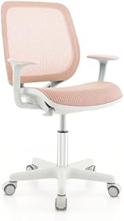 COSTWAY Dziecięce krzesło biurowe, obracane o 360°, wysokość siedziska 43-55 cm, z regulacją wysokości, krzesło młodzieżowe, ergonomiczne z kółkami, krzesło obrotowe z oparciami i dla