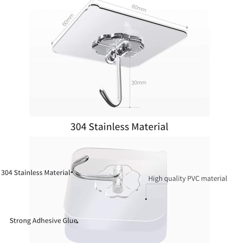 Kit 24 Ganchos Adesivo Inox Flor Parede Super Aderência | Durabilidade e Design Moderno | Suporte at