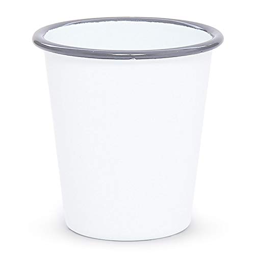 Enamelware Tumbler, 10 ounce, Vintage White/Grey (Single)