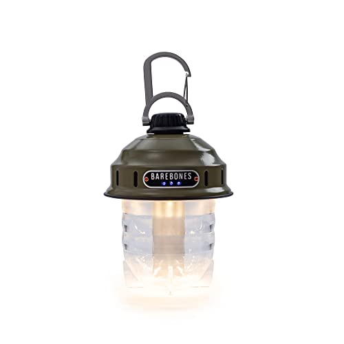 Barebones Beacon Hanging Light – Olive Drab, Rechargeable LED Camping Lantern with Adjustable Brightness – Weatherproof Vintage-Style Hanging Lantern for Outdoor Adventures and Year-Round Use