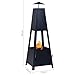 Imagen de vidaXL Brasero Recipientes de Fuego Estufa de Carbón Leña Chimeneas de Jardín Terraza Aire Libre Exterior Barbacoa de Acero Negro 35x35x99 cm
