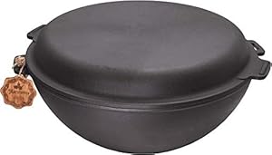 Texas Element Maysternya T405CP Cast Iron Pot Wok Cover Pan - 8 L (Black)