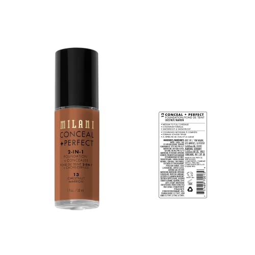 Milani Conceal + Perfect 2-in-1 Foundation + Concealer - Chestnut (1 Fl. Oz.) Cruelty-Free Liquid Foundation - Cover Under-Eye Circles, Blemishes & Skin Discoloration for a Flawless Complexion - Image 3