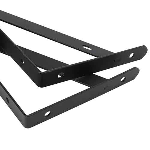 JAPCHET 10 PCS 8 Inch Black Shelf Bracket, Triangle Shelf Support Bracket with Screws, Shelf Bracket for Bookshelf, Cupboard - Image 3
