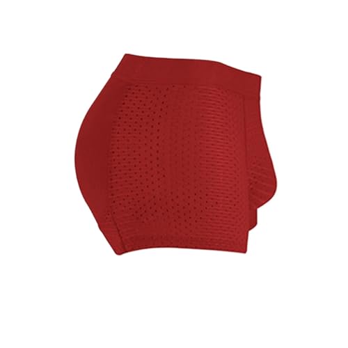 Generic Ice Silk Breathable Men's Butt Lift Underwear, Mens Underwear Boxer Briefs (Color : Red, Size : X-Large)