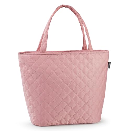 Image of Gloppie Lunch Bag for Women Insulated Leakproof Cooler Work Lunch Tote Pink | 3-Layer Thermal Liner,Keeps Meals Cool Fresh In Summer, Reusable Food-Grade Leakproof Liner, Medium Size With Rear Pocket