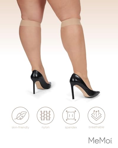Image of MeMoi 2 Pack Plus Size Knee Highs for Women, Breathable Ultra Sheer Knee High Socks - Sizes 1X-4X