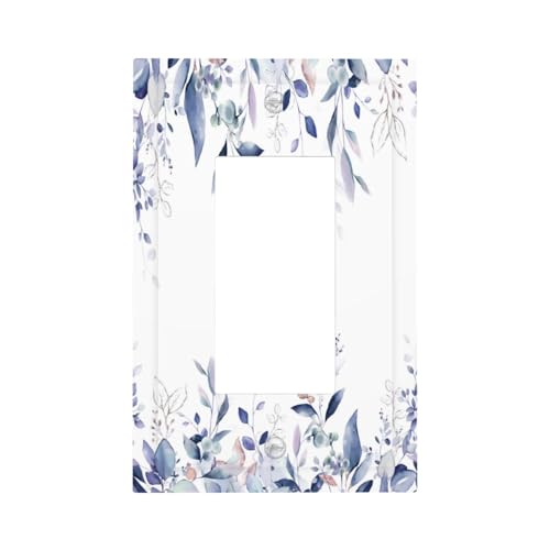 Decorative Outlet Covers Rustic Ink Blue Eucalyptus Leaves Sage leaf 1 Gang Rocker Light Switch Cover Plate Single Decora Light Switch Covers Wall Plate Faceplate for Bedroom Decor