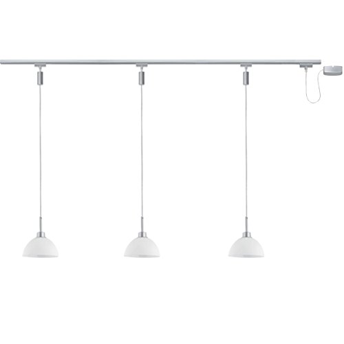 Preisvergleich Produktbild Paulmann URail Schienensystem Komplettset Sarrasani Chrom matt, 2m Schiene mit Einspeisung, Verbinder und 3 Pendeln inkl Leuchtmittel 3x6,5W GU10