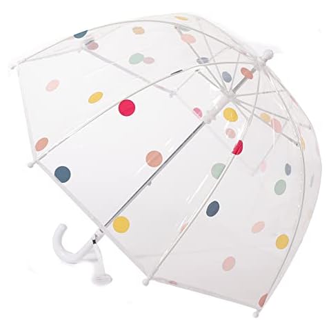 MRTLLOA Kids Clear Bubble Umbrella with an Easy Grip Curved Handle, Safety Transparent Dome Bubble Umbrella for Toddler Boys Girls (Colorful dots) Cover