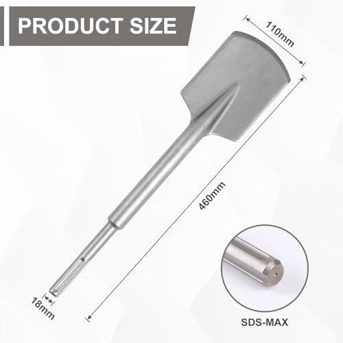 CPROSP SDS MAX Asphalt Chisel, 110 x 460 mm, 40Cr Steel Blade, Flat Edge, Ideal for Concrete, Clay & More - Image 2