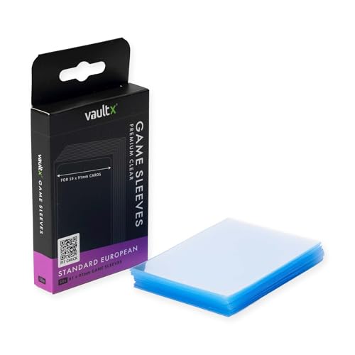 Vault X Standard European Board Game Sleeves 59x91mm - Clear Premium Quality, Non-PVC, Durable and Long-Lasting Protection (50 Pack)